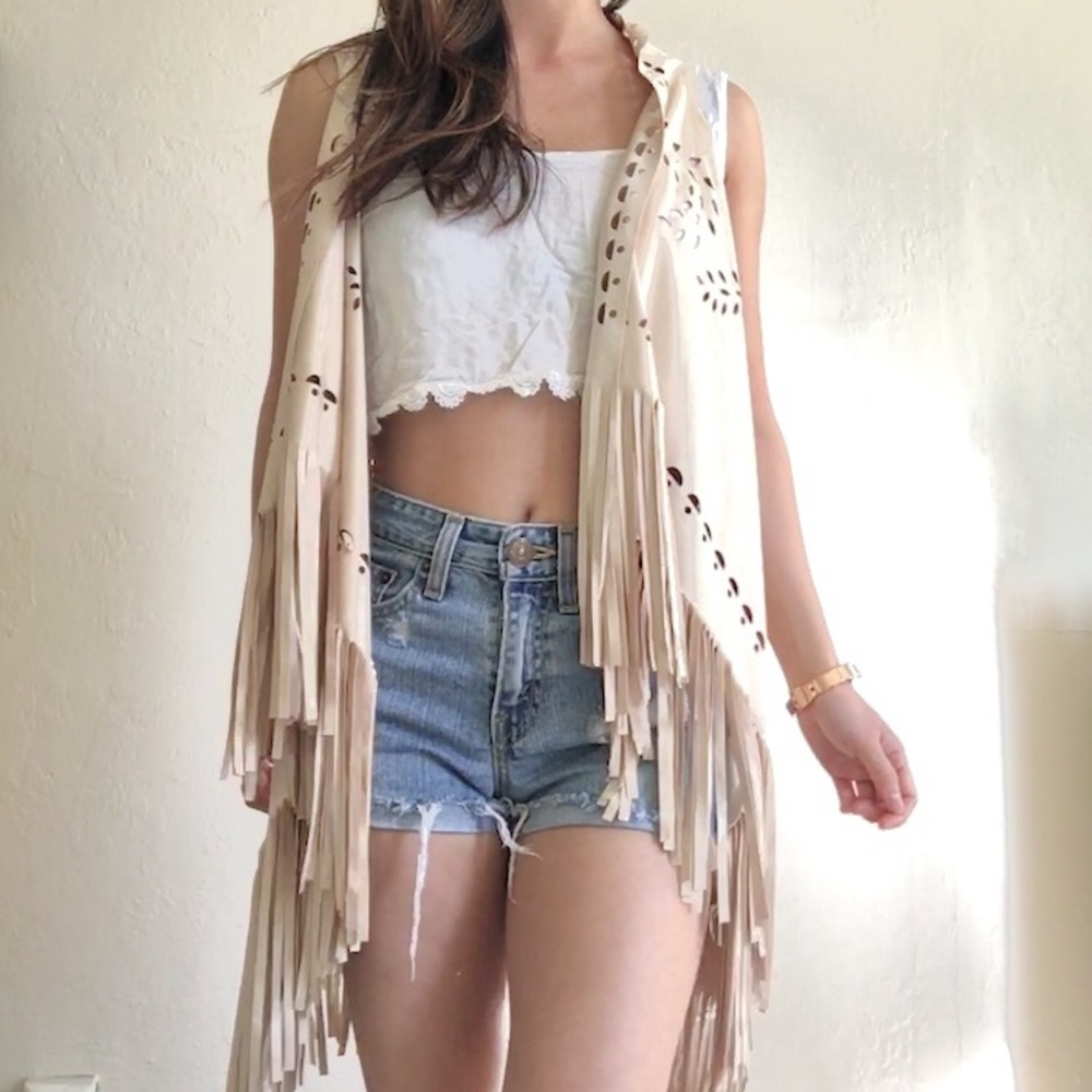 Faux Suede Fringe Vest - Picture 1 of 3